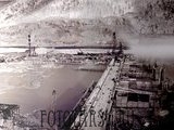 Затопленный котлован Красноярской ГЭС в 1963 году.