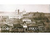 Вид здания мужской гимназии и Богоявленского собора в Енисейске